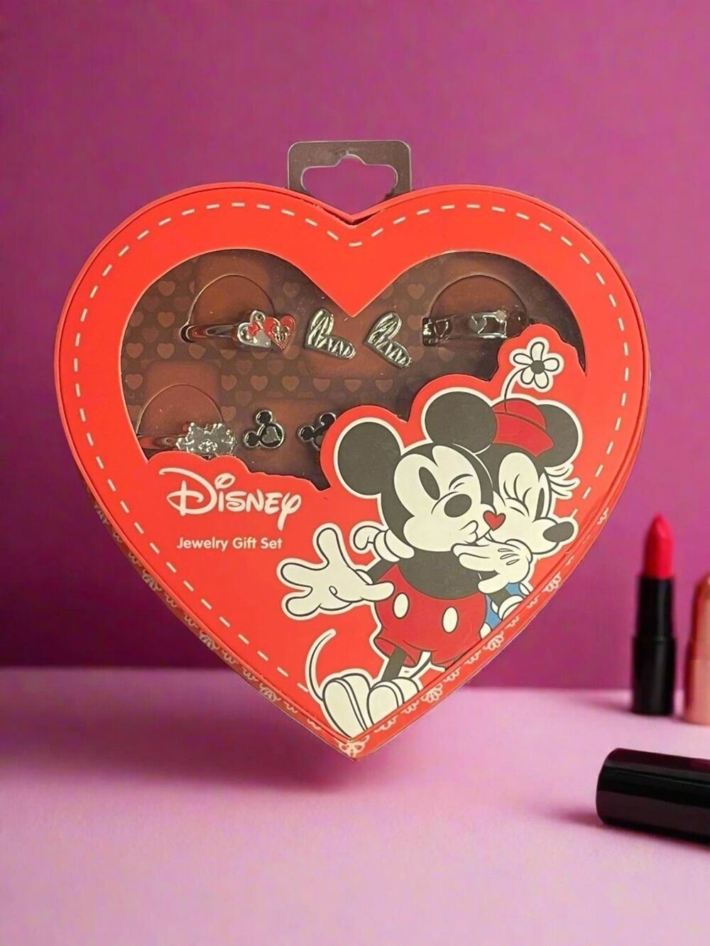 Disney Mickey Mouse and Minnie Mouse Earrings and Rings Jewelry Set New OOP